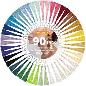 Tassels Bulk - 90PCS Colorful Tassels for Handmade Crafts Silk Tassel for DIY Jewelry, for Bookmark, Keychains, Earrings,Bracelets, Necklaces Multiple Colors