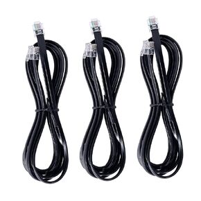 RJ12 Cable Phone Cord 6.6ft RJ12 6P6C Male to Male Straight Wired for Both Data and Voice Use - 6.6Feet-Black-3 Pack