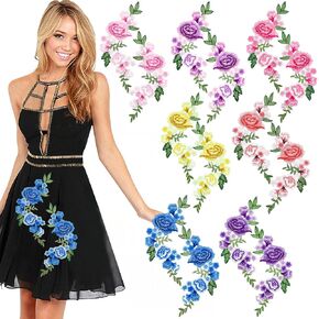 14 Pcs Peony Flower Embroidered Applique Sew on Patches Floral Decorative Appliques Vintage Bouquet Boho Embroidery Patches for DIY Craft Collar Clothes Dresses