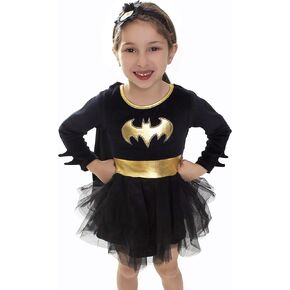 DC Comics Toddler Girls Batgirl Costume Tutu Dress - Toddler Superhero Costume with Removable Cape and Matching Headband (Black/Yellow, 2T)