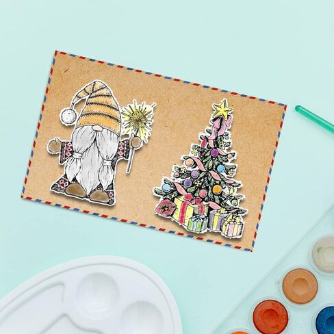 Christmas Trees Clear Stamps and Dies for Card Making, Christmas Wreath House Rubber Stamps Xmas Trees Frame Cutting Dies Sets for Scrapbooking Journaling Crafts Supplies in Saudi Arabia