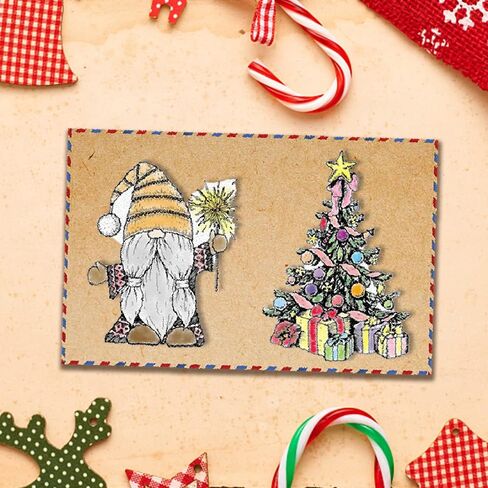 Christmas Trees Clear Stamps and Dies for Card Making, Christmas Wreath House Rubber Stamps Xmas Trees Frame Cutting Dies Sets for Scrapbooking Journaling Crafts Supplies in Saudi Arabia