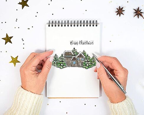Christmas Trees Clear Stamps and Dies for Card Making, Christmas Wreath House Rubber Stamps Xmas Trees Frame Cutting Dies Sets for Scrapbooking Journaling Crafts Supplies in Saudi Arabia