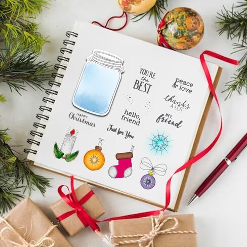 Christmas Trees Clear Stamps and Dies for Card Making, Christmas Wreath House Rubber Stamps Xmas Trees Frame Cutting Dies Sets for Scrapbooking Journaling Crafts Supplies in Saudi Arabia