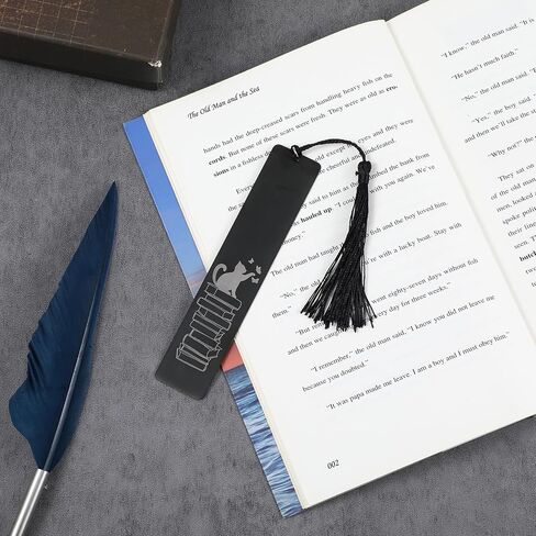 Cute Cat Bookmark, Funny Bookmark Gift for Women Metal Bookmarks with Scale Romantic Book Markers Tassels Pendant Gift Box for Students Teacher School Office Supplies Reader Cat Lovers(Black) in Saudi Arabia