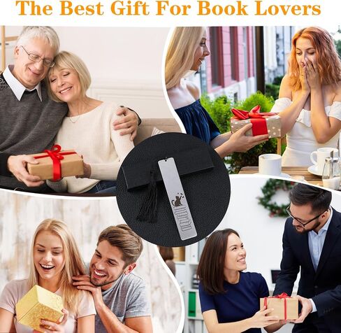Cute Cat Bookmark, Funny Bookmark Gift for Women Metal Bookmarks with Scale Romantic Book Markers Tassels Pendant Gift Box for Students Teacher School Office Supplies Reader Cat Lovers(Black) in Saudi Arabia