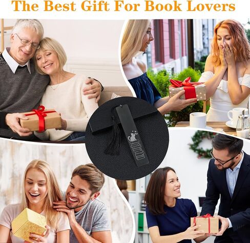 Cute Cat Bookmark, Funny Bookmark Gift for Women Metal Bookmarks with Scale Romantic Book Markers Tassels Pendant Gift Box for Students Teacher School Office Supplies Reader Cat Lovers(Black) in Saudi Arabia