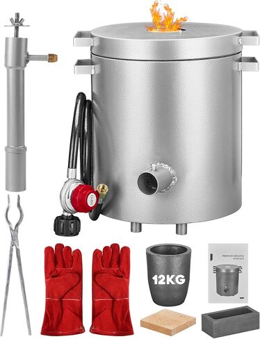 طقم فرن صهر البروبان 12 كجم، سعة كبيرة 2700 درجة فهرنهايت عالية المسبك المنزلي فرن صهر الذهب والفضة والنحاس والألومنيوم معدن إعادة تدوير أداة صب الصهر in Kuwait