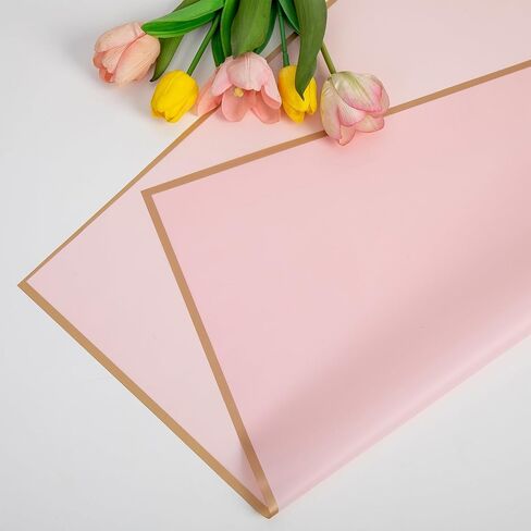 eageus 60 Sheets Floral Wrapping Paper, 6 Colors Waterproof Flowers Bouquet Packaging Paper with Gold Border Double Sided, Florist Packaging Supplies for Birthday Wedding(Fresh) in Saudi Arabia