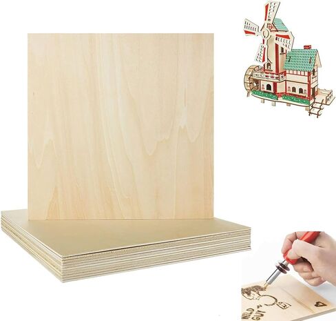 12 حزمة من أوراق خشب الزيزفون مقاس 11.8 × 11.8 بوصة للحرف اليدوية، صفائح خشبية غير مكتملة سميكة بسمك 1/8 بوصة مع أسطح ناعمة، صفائح خشب رقائقي للقطع بالليزر، وحرق الخشب، والنماذج المعمارية، والتلطيخ، والرسم in Kuwait