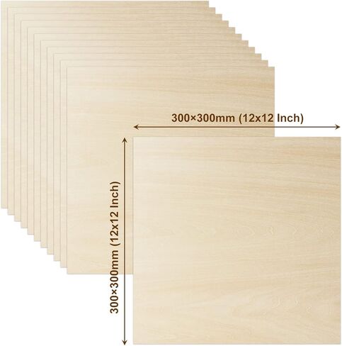 12 حزمة من أوراق خشب الزيزفون مقاس 11.8 × 11.8 بوصة للحرف اليدوية، صفائح خشبية غير مكتملة سميكة بسمك 1/8 بوصة مع أسطح ناعمة، صفائح خشب رقائقي للقطع بالليزر، وحرق الخشب، والنماذج المعمارية، والتلطيخ، والرسم in Kuwait