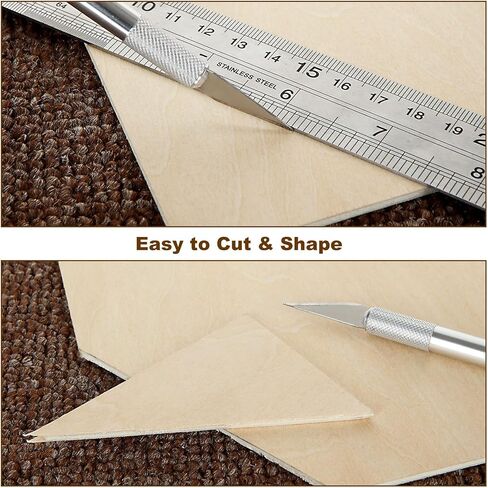 12 حزمة من أوراق خشب الزيزفون مقاس 11.8 × 11.8 بوصة للحرف اليدوية، صفائح خشبية غير مكتملة سميكة بسمك 1/8 بوصة مع أسطح ناعمة، صفائح خشب رقائقي للقطع بالليزر، وحرق الخشب، والنماذج المعمارية، والتلطيخ، والرسم in Kuwait