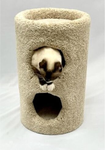 GIA Home Furniture Series Cat Two Story Condo مع مخبأ مريح وأنبوب لعب وعمود خدش، مجموعة من 1، بيج in Kuwait