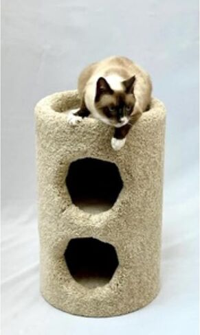 GIA Home Furniture Series Cat Two Story Condo مع مخبأ مريح وأنبوب لعب وعمود خدش، مجموعة من 1، بيج in Kuwait