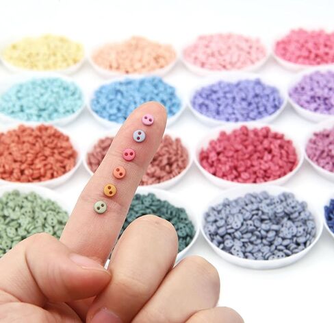 4mm / 0.16 inches Super Tiny Polyester Matte Finish Round Buttons, Mini Buttons, in 24 Colors, Micro Mini Buttons, Perfect for Doll Clothes (10PCS) in Saudi Arabia