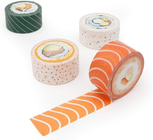 SUCK UK Sushi Tape | Decorative Paper Washi Tape | Novelty Masking Adhesive Tape | Set of 4 Quality Tapes | Quirky & Cute Design in Saudi Arabia