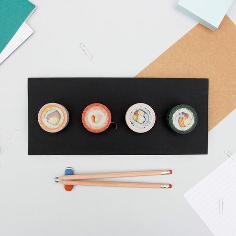 SUCK UK Sushi Tape | Decorative Paper Washi Tape | Novelty Masking Adhesive Tape | Set of 4 Quality Tapes | Quirky & Cute Design in Saudi Arabia