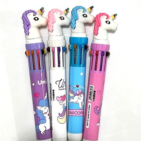 sencoo 24 قطعة أقلام حبر جاف متعددة الألوان 10 في 1 0.5 مم أقلام حبر جاف قابلة للسحب أقلام كرتونية ديناصور فلامنغو يونيكورن للوازم المدرسية المكتبية هدية للطلاب in Kuwait