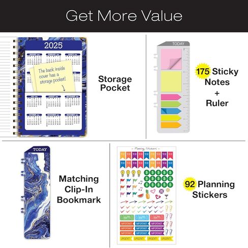 مخطط غلاف فني 2024: (نوفمبر 2023 حتى ديسمبر 2024) 5.5 بوصة × 8 بوصة مخطط يومي أسبوعي شهري وجدول أعمال سنوي. مجموعة الإشارة المرجعية ومجلد الجيب والملاحظات اللاصقة (رخام أبيض أزرق) in Kuwait