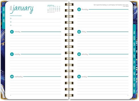 مخطط غلاف فني 2024: (نوفمبر 2023 حتى ديسمبر 2024) 5.5 بوصة × 8 بوصة مخطط يومي أسبوعي شهري وجدول أعمال سنوي. مجموعة الإشارة المرجعية ومجلد الجيب والملاحظات اللاصقة (رخام أبيض أزرق) in Kuwait