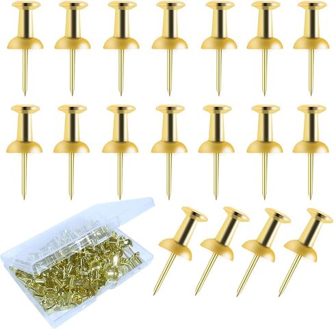 100Pcs Push Pins Gold, Stick Pins for Bulletin Board, Poster Pins, Double Headed Picture Hanging Nails, Pins for Wall （Gold） in Saudi Arabia