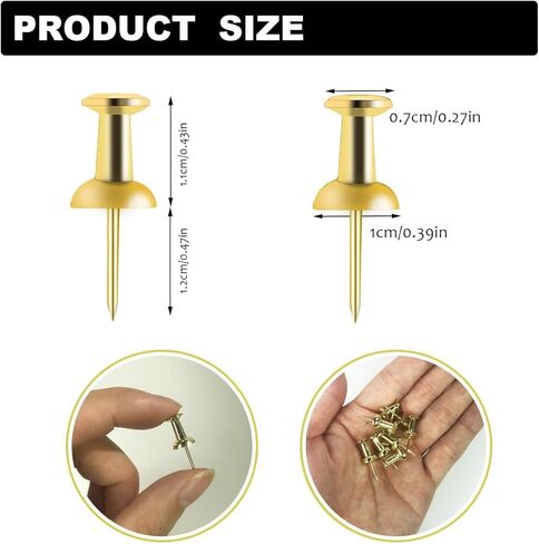 100Pcs Push Pins Gold, Stick Pins for Bulletin Board, Poster Pins, Double Headed Picture Hanging Nails, Pins for Wall （Gold） in Saudi Arabia