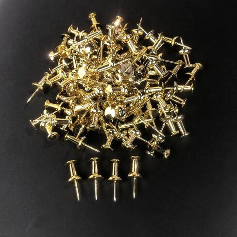 100Pcs Push Pins Gold, Stick Pins for Bulletin Board, Poster Pins, Double Headed Picture Hanging Nails, Pins for Wall （Gold） in Saudi Arabia