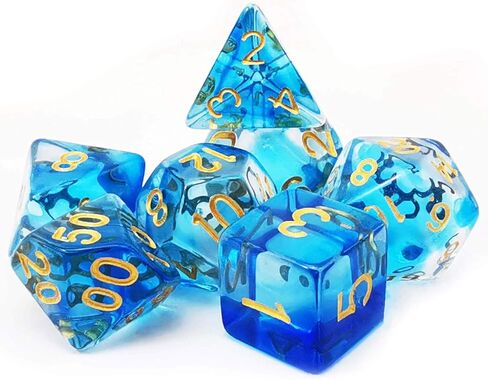 Bescon Crystal Blue 7-pc Poly Dice Set, Bescon Polyhedral RPG Dice Set Crystal Series in Kuwait