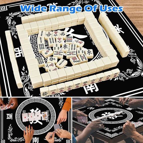 Mahjong Mat, 30.7 in x 30.7 in Mahjong Table Mat, Anti Slip and Noise Reduction Table Cover for Poker Card Board Tile Game and Dominoes(Black) in Saudi Arabia