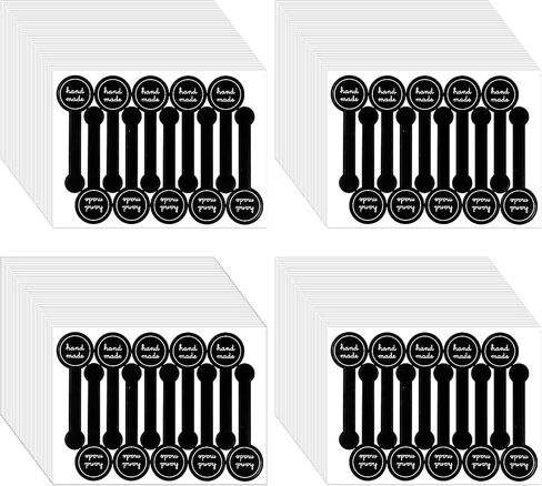 400 Pcs Homemade Stickers for Baked Goods, Handmade Baking Seal Labels Stickers for Dessert Packaging Black Long Packages Cake Bakery Cookie Pastry Bags in Saudi Arabia