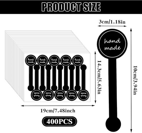 400 Pcs Homemade Stickers for Baked Goods, Handmade Baking Seal Labels Stickers for Dessert Packaging Black Long Packages Cake Bakery Cookie Pastry Bags in Saudi Arabia