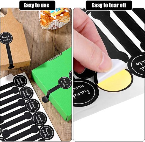 400 Pcs Homemade Stickers for Baked Goods, Handmade Baking Seal Labels Stickers for Dessert Packaging Black Long Packages Cake Bakery Cookie Pastry Bags in Saudi Arabia