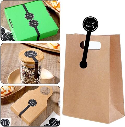 400 Pcs Homemade Stickers for Baked Goods, Handmade Baking Seal Labels Stickers for Dessert Packaging Black Long Packages Cake Bakery Cookie Pastry Bags in Saudi Arabia