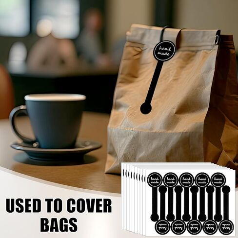 400 Pcs Homemade Stickers for Baked Goods, Handmade Baking Seal Labels Stickers for Dessert Packaging Black Long Packages Cake Bakery Cookie Pastry Bags in Saudi Arabia