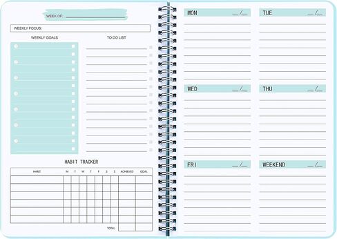 Undated Weekly Planner- Weekly Goals Notebook, A5 To Do List Planner, Habit Tracker Journal with Spiral Binding, 5.7 x 8.0 inches in Saudi Arabia