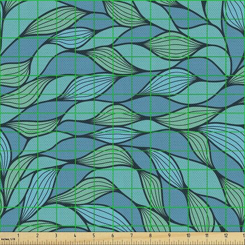 نسيج Ambesonne Teal من The Yard، تصميم مموج تجريدي مع تصميم ملون بنمط بحري مطبوع على شكل المحيط، قماش مزخرف لستائر الوسائد والأزياء DIY، 1 ياردة، أخضر نعناعي أزرق in Kuwait
