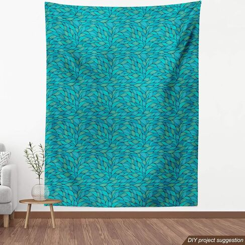 نسيج Ambesonne Teal من The Yard، تصميم مموج تجريدي مع تصميم ملون بنمط بحري مطبوع على شكل المحيط، قماش مزخرف لستائر الوسائد والأزياء DIY، 1 ياردة، أخضر نعناعي أزرق in Kuwait