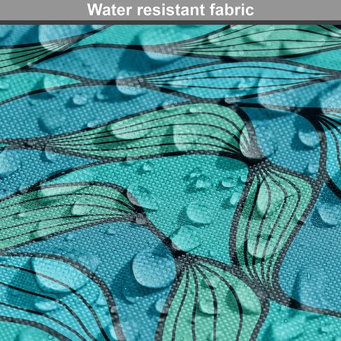 نسيج Ambesonne Teal من The Yard، تصميم مموج تجريدي مع تصميم ملون بنمط بحري مطبوع على شكل المحيط، قماش مزخرف لستائر الوسائد والأزياء DIY، 1 ياردة، أخضر نعناعي أزرق in Kuwait