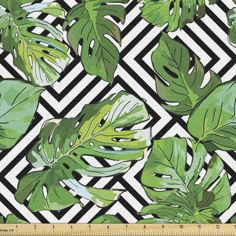 Ambesonne Teal Fabric by The Yard, Abstract Wave Design with Colorful Design Ocean Themed Marine Pattern Printed, Decorative Fabric for Pillow Shams Curtains and DIY Costumes, 1 Yard, Mint Green Blue in Kuwait