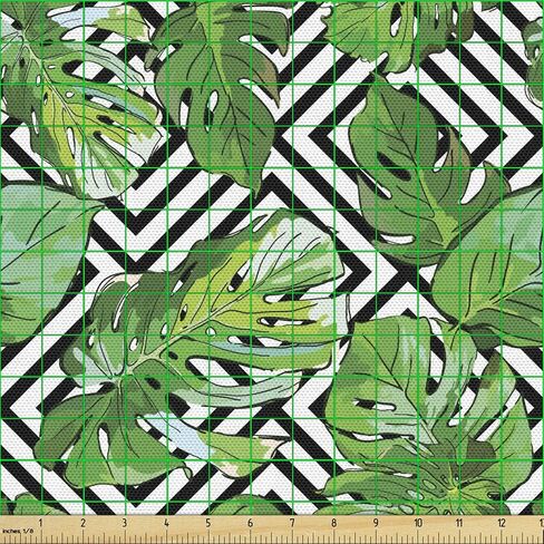 Ambesonne Teal Fabric by The Yard, Abstract Wave Design with Colorful Design Ocean Themed Marine Pattern Printed, Decorative Fabric for Pillow Shams Curtains and DIY Costumes, 1 Yard, Mint Green Blue in Kuwait