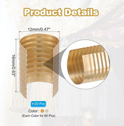 PATIKIL 3 Size Leather Rope Clip, 120Pcs Metal Cylindrical Crimp Tubes Foldable End Cap Opening Crimps Fastener for Jewelry Making Tassel Leather Cords DIY Craft, Silver Tone in Saudi Arabia