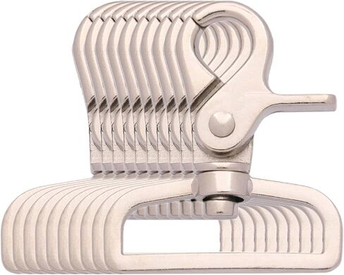 BIKICOCO 1-1/2'' Swivel Trigger Snap Hook Lobster Claw Clasp Spring Loaded Clip, Flat-D-Ring Ended, Silver - Pack of 10 in Kuwait