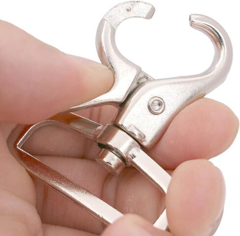 BIKICOCO 1-1/2'' Swivel Trigger Snap Hook Lobster Claw Clasp Spring Loaded Clip, Flat-D-Ring Ended, Silver - Pack of 10 in Kuwait