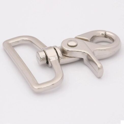 BIKICOCO 1-1/2'' Swivel Trigger Snap Hook Lobster Claw Clasp Spring Loaded Clip, Flat-D-Ring Ended, Silver - Pack of 10 in Kuwait