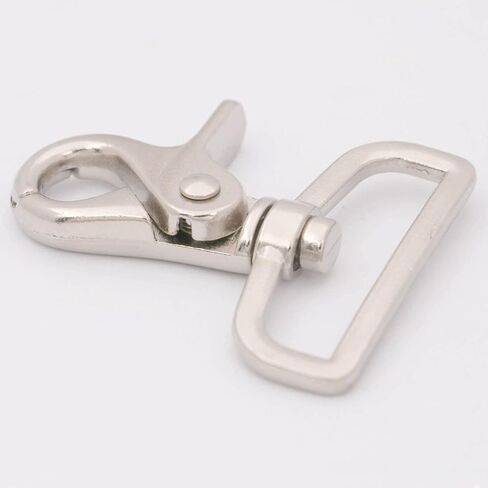 BIKICOCO 1-1/2'' Swivel Trigger Snap Hook Lobster Claw Clasp Spring Loaded Clip, Flat-D-Ring Ended, Silver - Pack of 10 in Kuwait