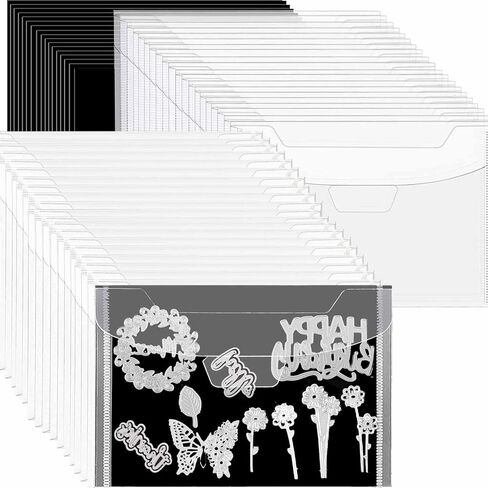 40 PCS Large Stamp and Die Storage Bag with Rubber Magnetic Sheets,0.5mm Thickeness Magnetic Sheets for Craft Storage,9.4x7inch Clear Craft Die Storage Envelopes Arts Crafts Scrapbooking Supplies in Kuwait
