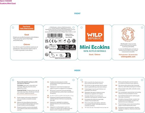 Wild Republic Ecokins Mini, Goat, Stuffed Animal, 8 inches, Gift for Kids, Plush Toy, Made from Spun Recycled Water Bottles, Eco Friendly, Child’s Room Decor in Saudi Arabia