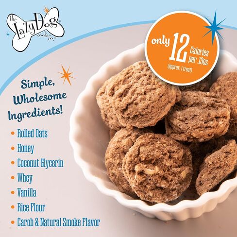 The Lazy Dog Cookie Co. مكافآت ناعمة للكلاب، حلوى الموت الملوخية، للكلاب الصغيرة والمتوسطة والكبيرة، خالية من القمح، مخبوزة في الولايات المتحدة الأمريكية، 5 أونصة. (عبوة من 2) in Kuwait