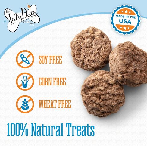 The Lazy Dog Cookie Co. مكافآت ناعمة للكلاب، حلوى الموت الملوخية، للكلاب الصغيرة والمتوسطة والكبيرة، خالية من القمح، مخبوزة في الولايات المتحدة الأمريكية، 5 أونصة. (عبوة من 2) in Kuwait