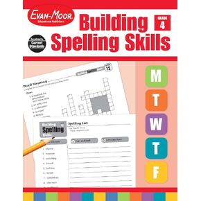 Evan-Moor Building Spelling Skills, Grade 4 - Homeschooling & Classroom Resource Workbook, Reproducible Worksheets, Teaching Edition, Spelling Strategies, Reading and Writing Skills
